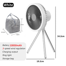 10000mAh Outdoor Camping Rechargeable Fan Portable Office Wireless Tent Electric Ceiling Fan With External LED Lighting Battery