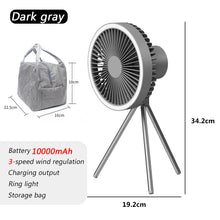 10000mAh Outdoor Camping Rechargeable Fan Portable Office Wireless Tent Electric Ceiling Fan With External LED Lighting Battery