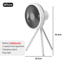 10000mAh Outdoor Camping Rechargeable Fan Portable Office Wireless Tent Electric Ceiling Fan With External LED Lighting Battery