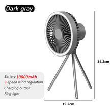 10000mAh Outdoor Camping Rechargeable Fan Portable Office Wireless Tent Electric Ceiling Fan With External LED Lighting Battery